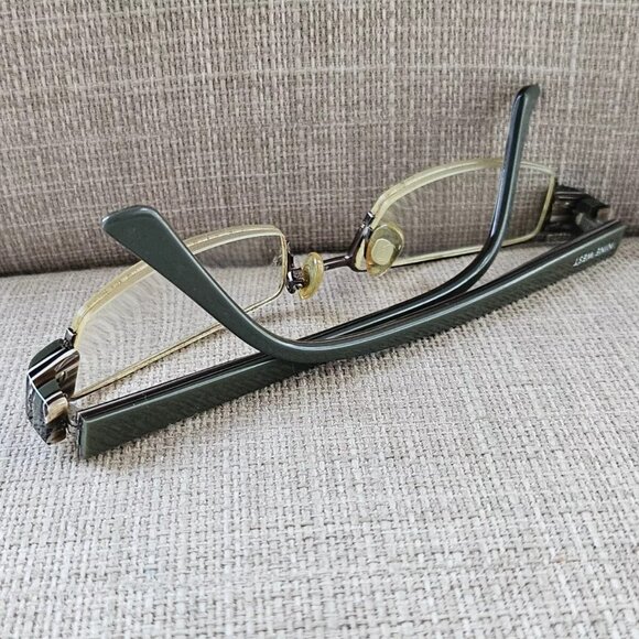 Nine West Vintage Eyeglasses Half Rim Olive/Gold Tone Glasses - Picture 6 of 12